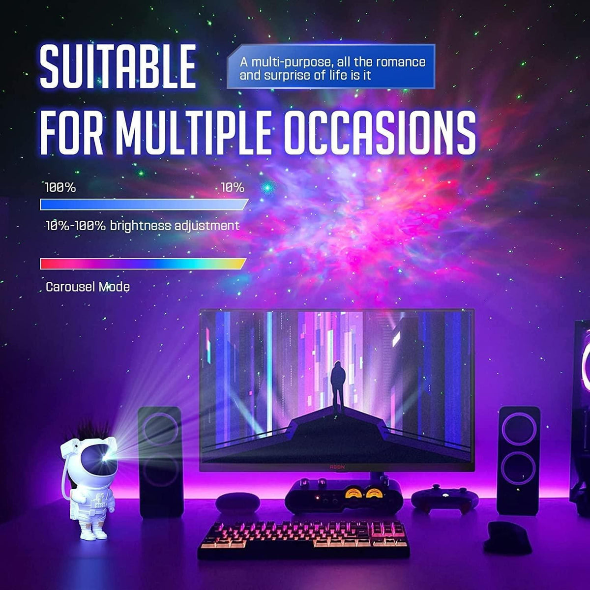 Astronaut Galaxy Projector - 360 Magnetic Head Rotation, Remote Control - Sifatali