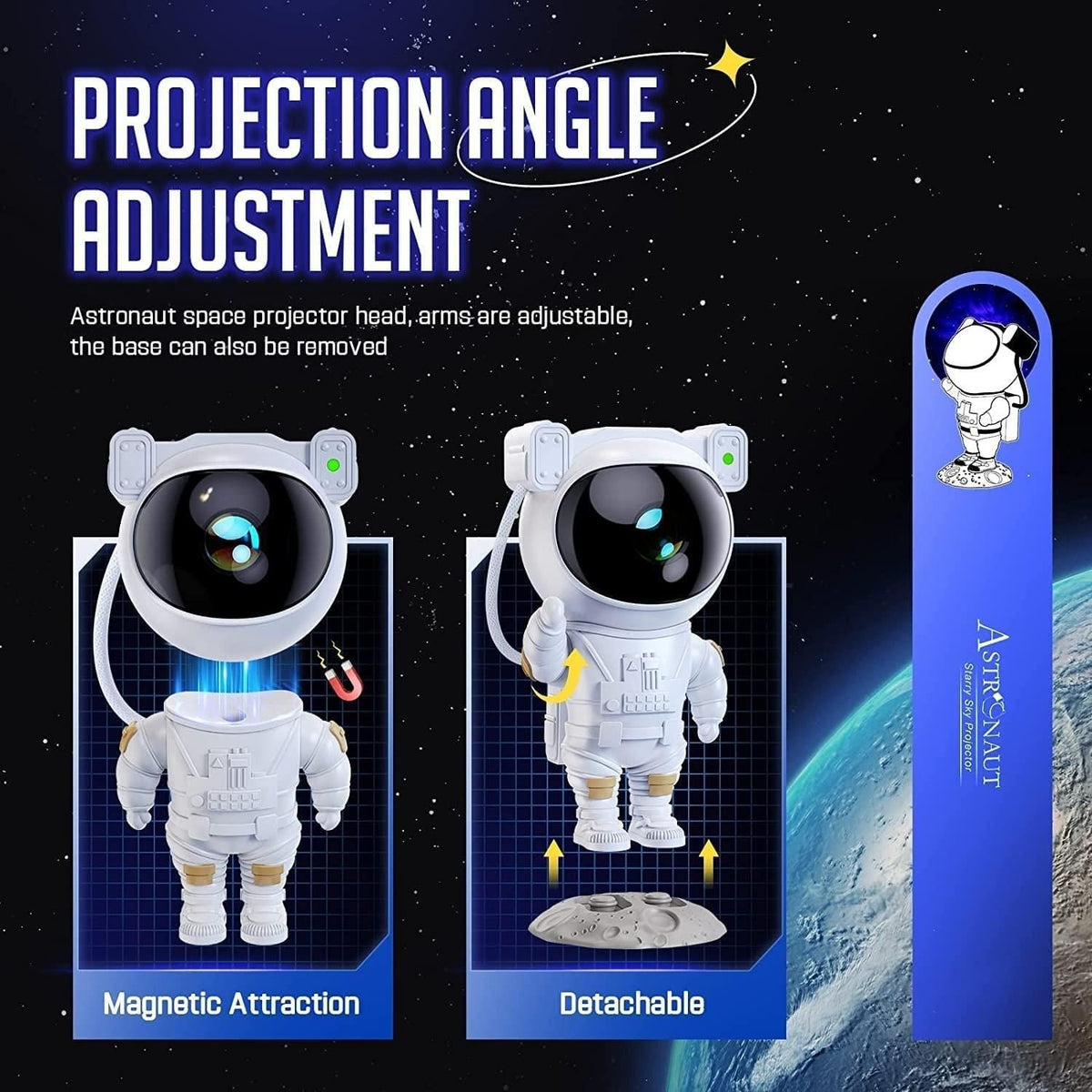 Astronaut Galaxy Projector - 360 Magnetic Head Rotation, Remote Control - Sifatali