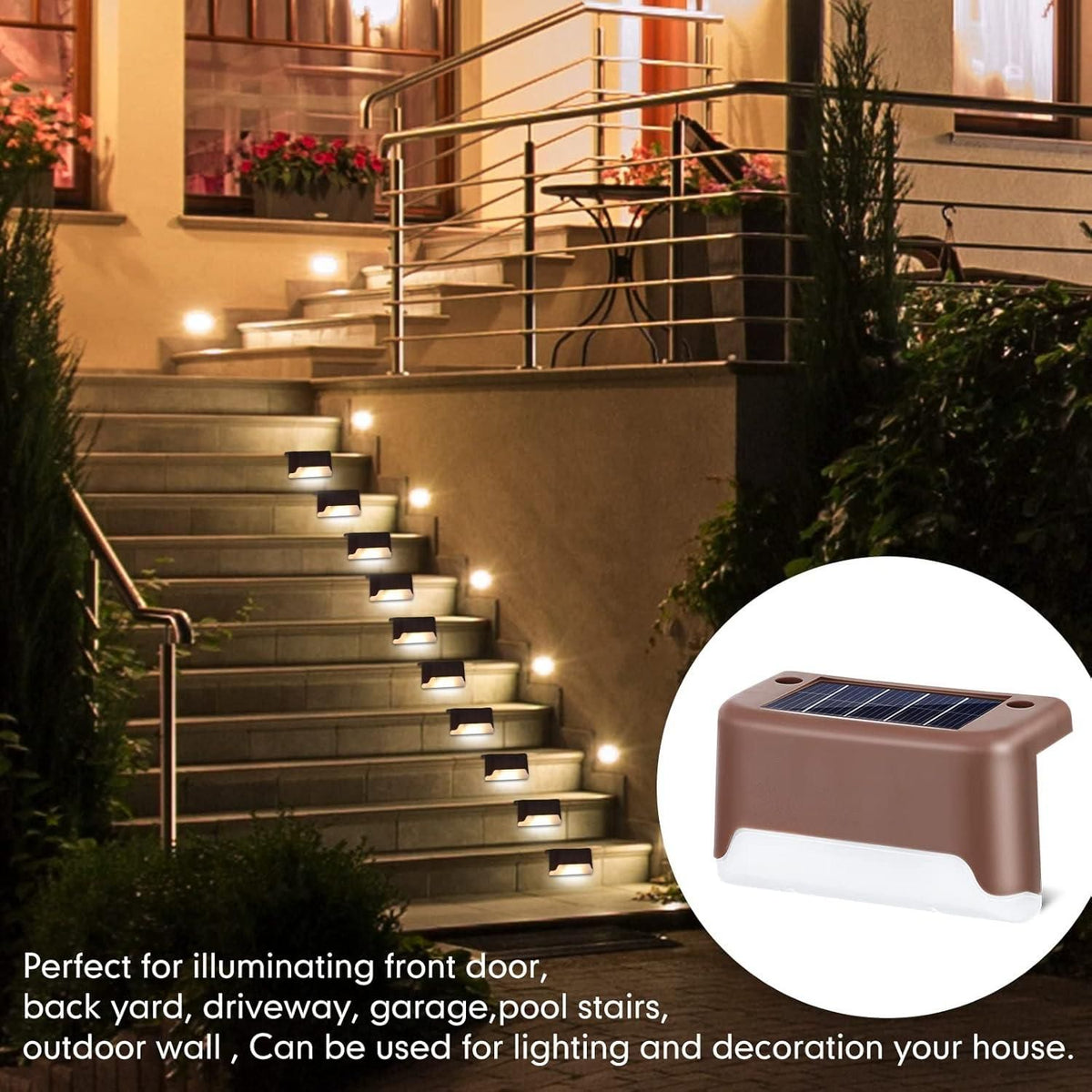 Radiant Solar Powered Waterproof Deck Lights for Outdoors - Sifatali